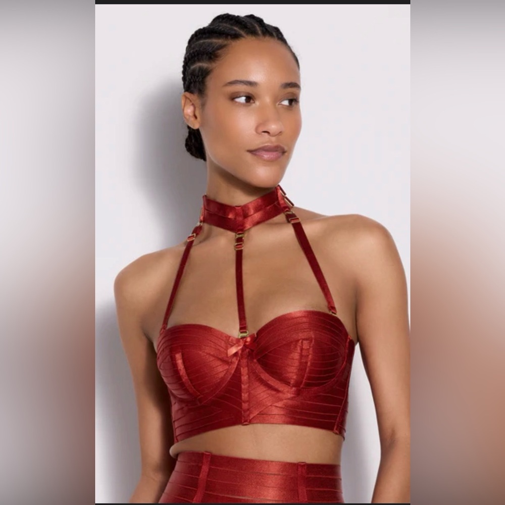 Bordelle red bustier lingerie set